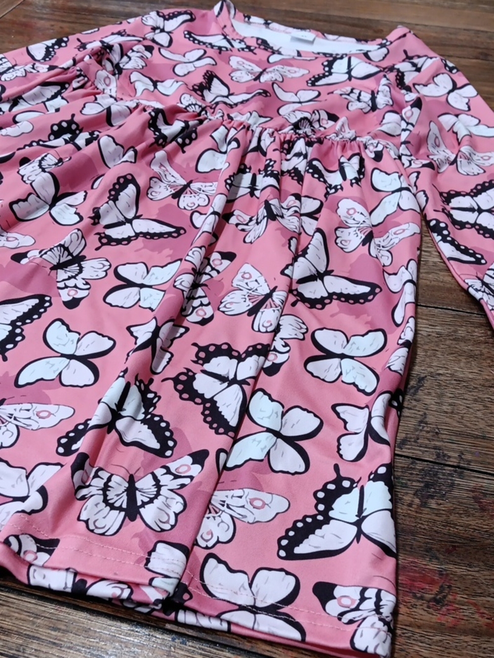 Girls Pink Butterfly Print Dress